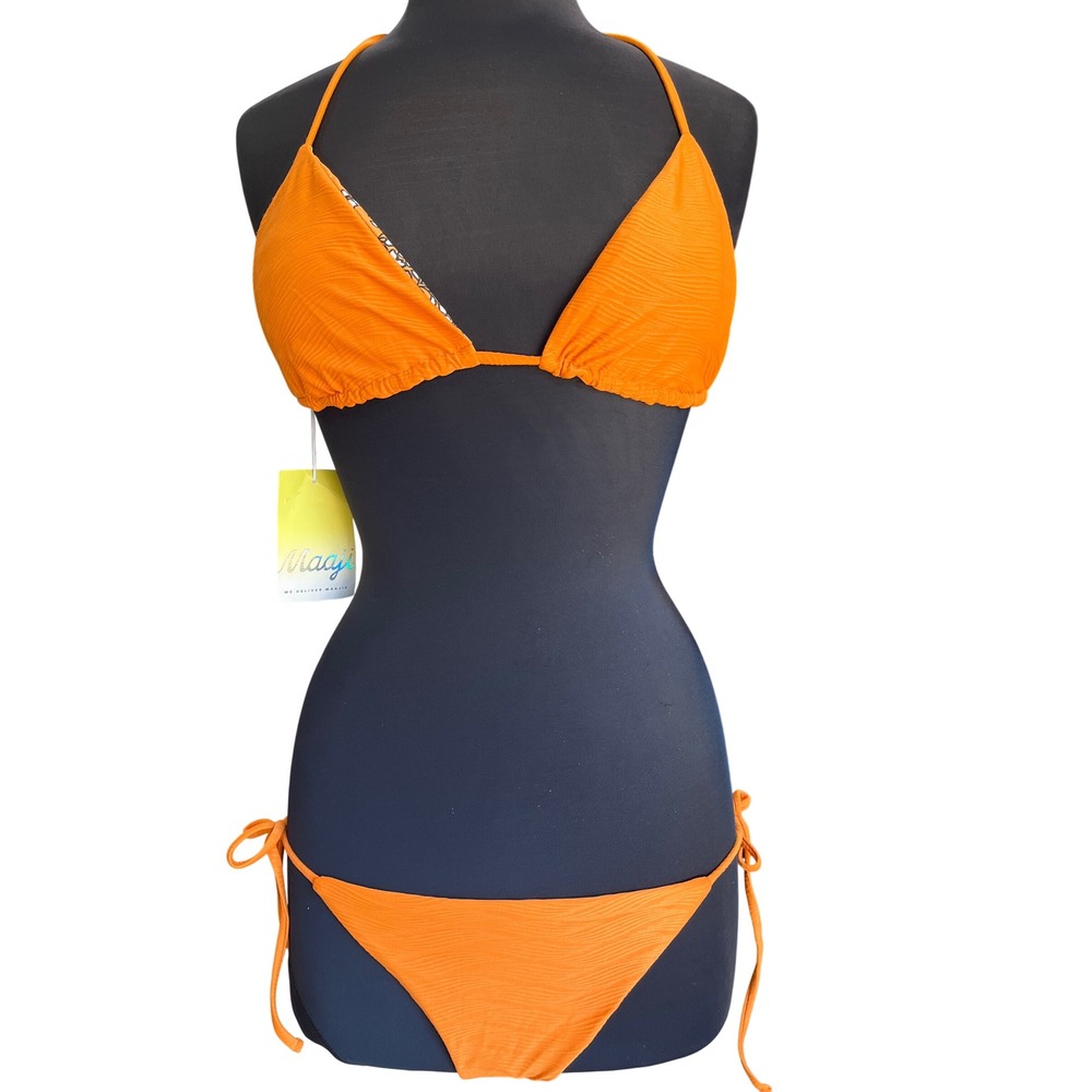 Maaji Reversible Triangle Bikini Set Orange Floral Print P17000SET905LG Large